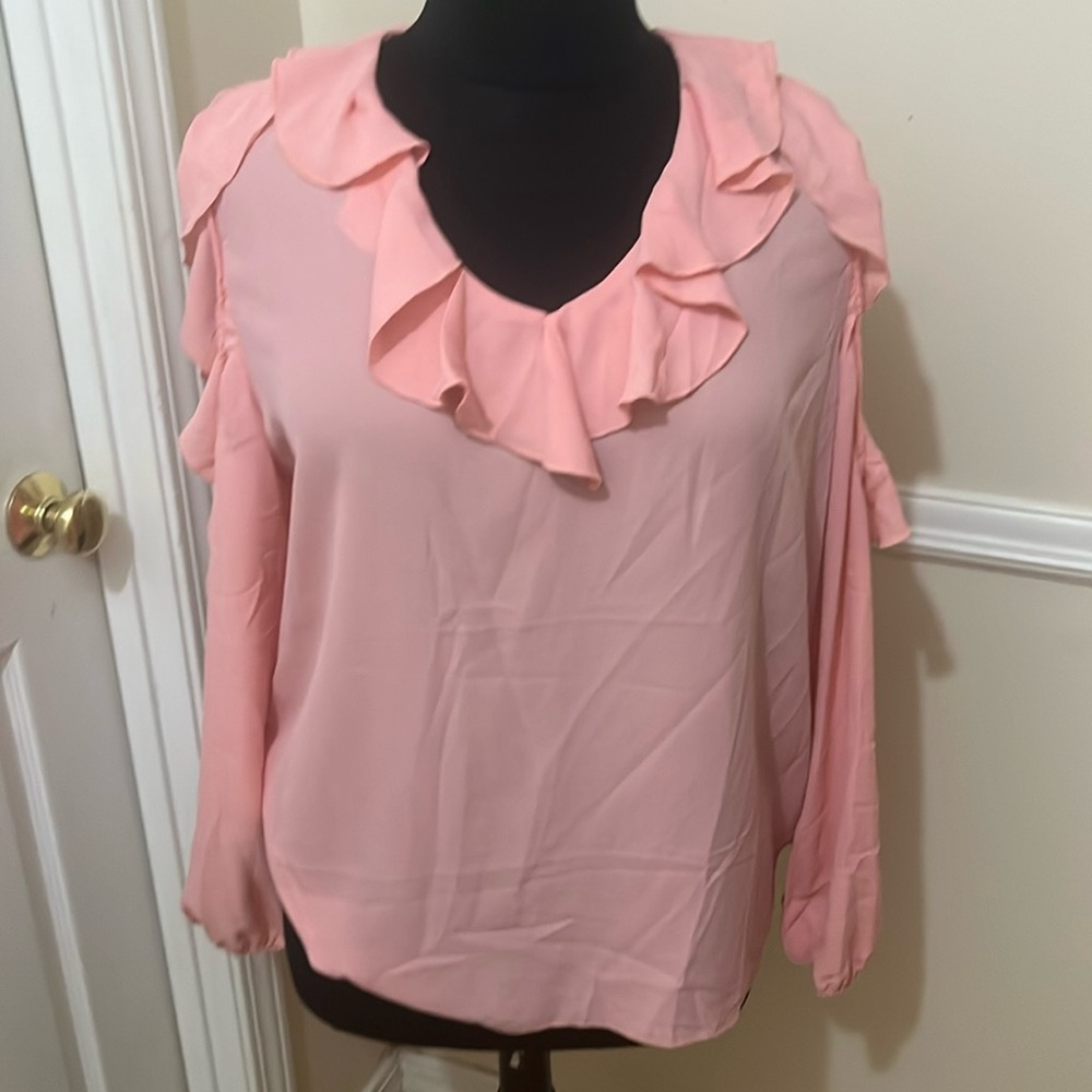 Pink cold shoulder blouse